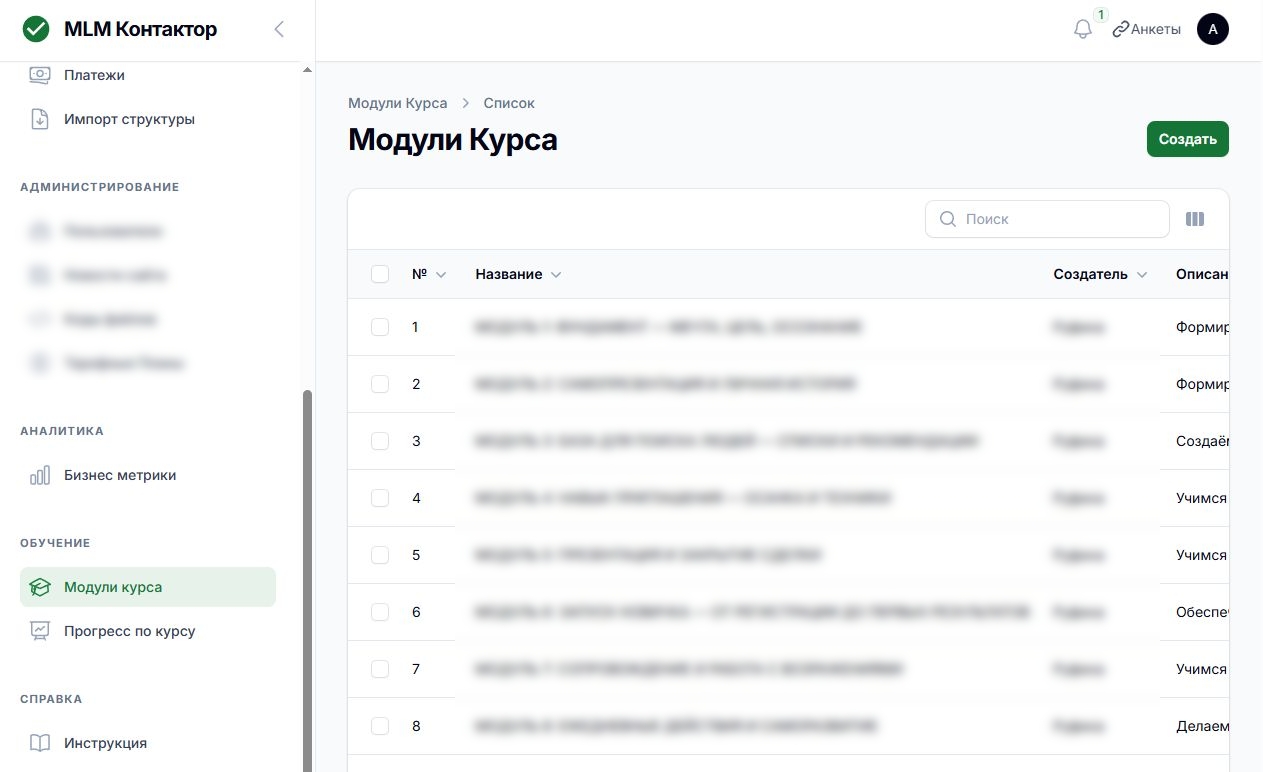 Модули курса